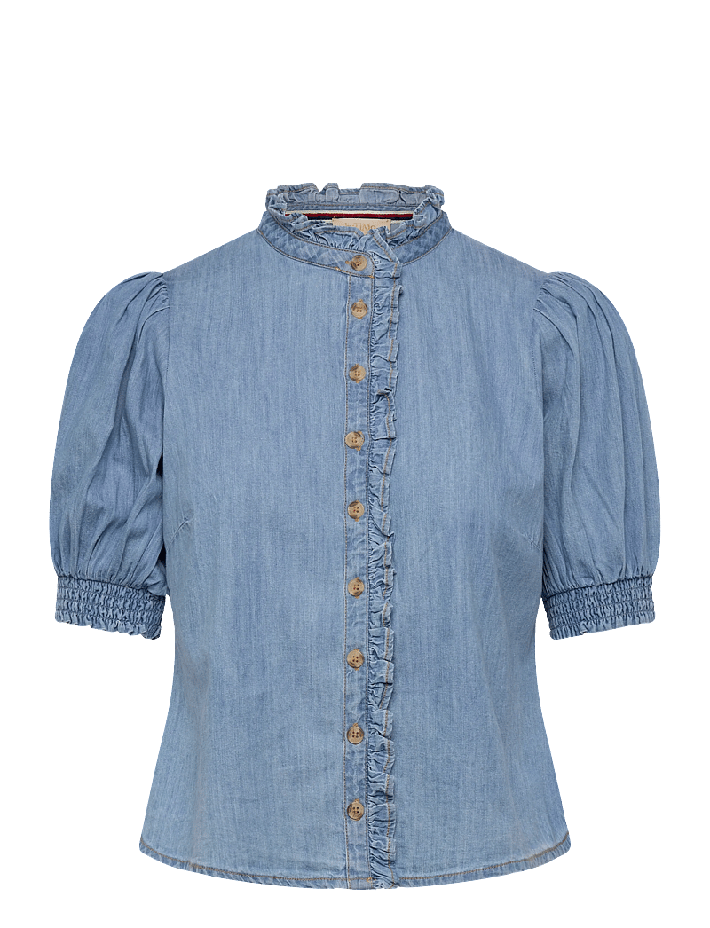 by Ti Mo - Denim Blouse - lühikeste varrukatega pluusid - 010 - light blue - 0