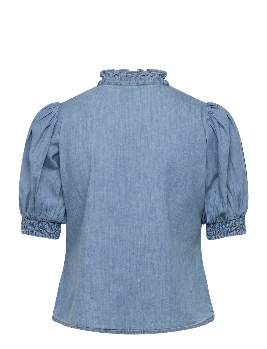 by Ti Mo - Denim Blouse - kurzärmelige blusen - 010 - light blue - 1