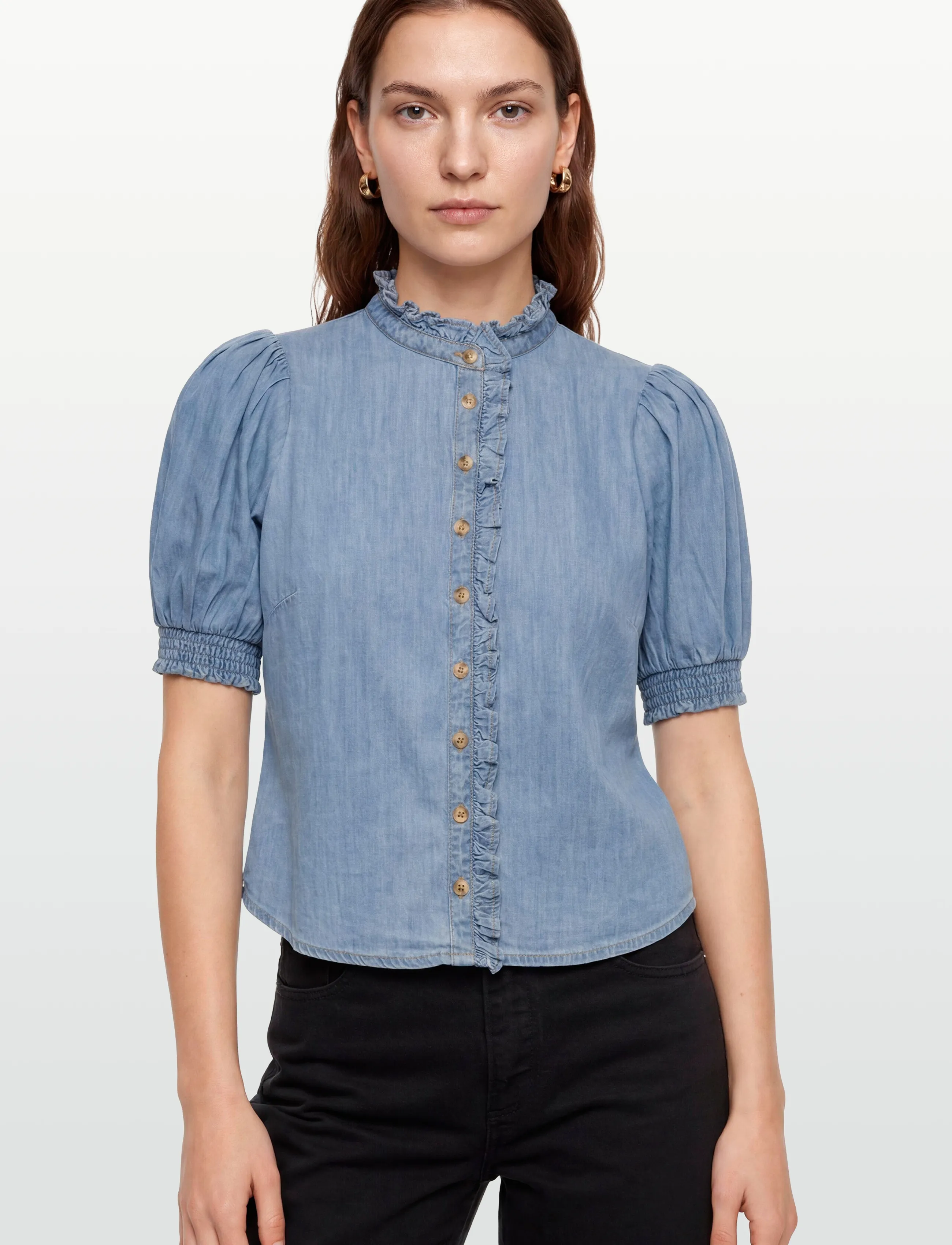 by Ti Mo - Denim Blouse - lühikeste varrukatega pluusid - 010 - light blue - 3