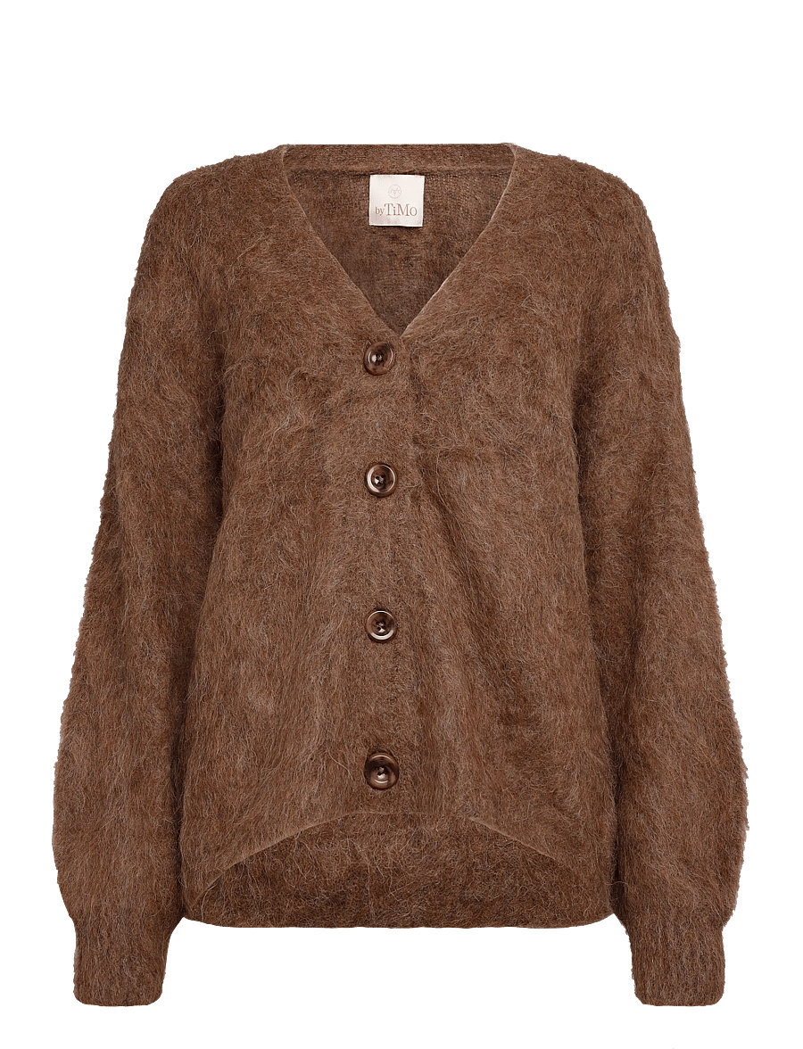 by Ti Mo - Hairy Knit V-Neck Jacket - villased jakid - 008 - brown - 0