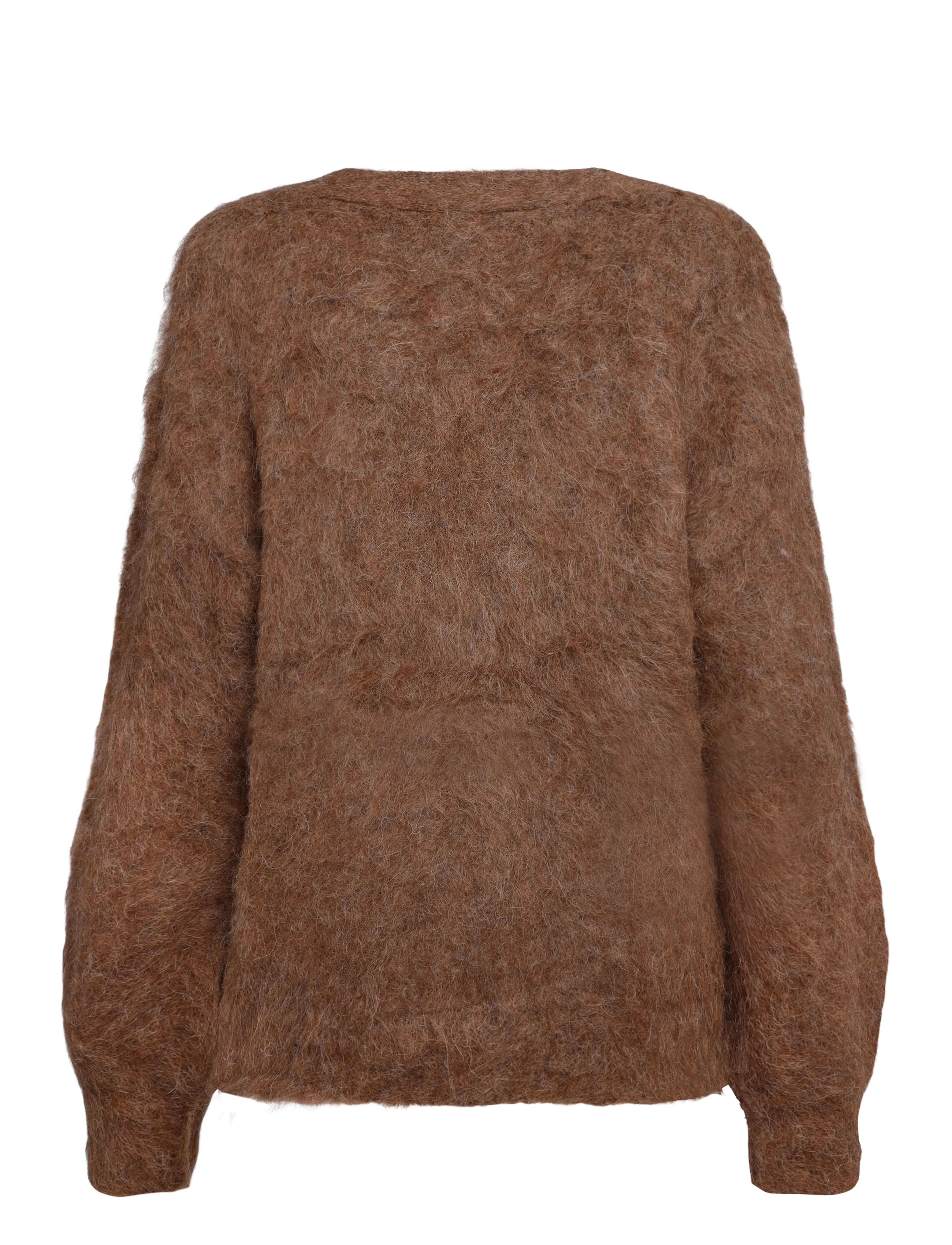 by Ti Mo - Hairy Knit V-Neck Jacket - villased jakid - 008 - brown - 1