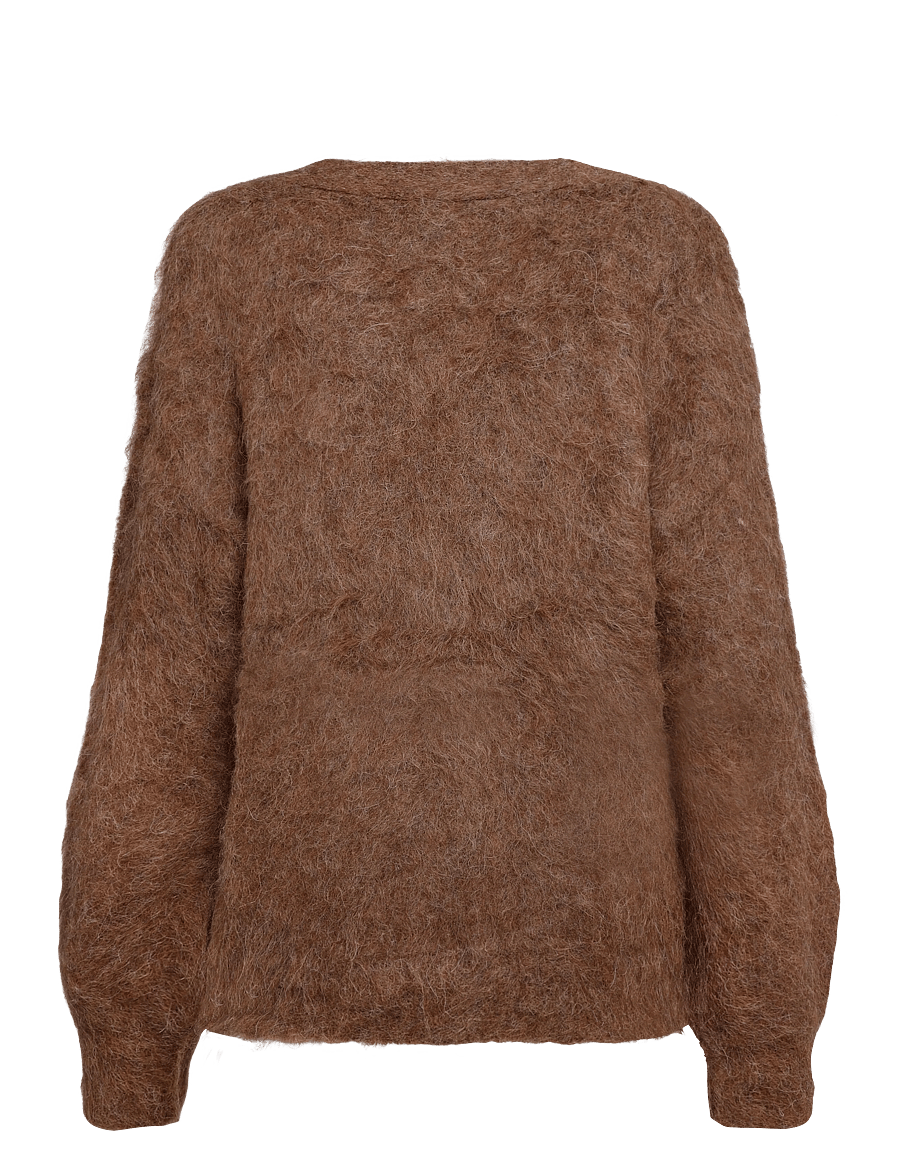 by Ti Mo - Hairy Knit V-Neck Jacket - villased jakid - 008 - brown - 1