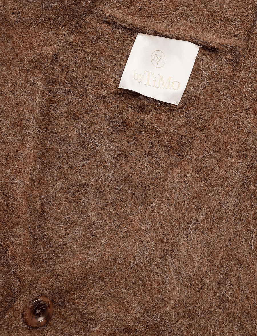 by Ti Mo - Hairy Knit V-Neck Jacket - villased jakid - 008 - brown - 2
