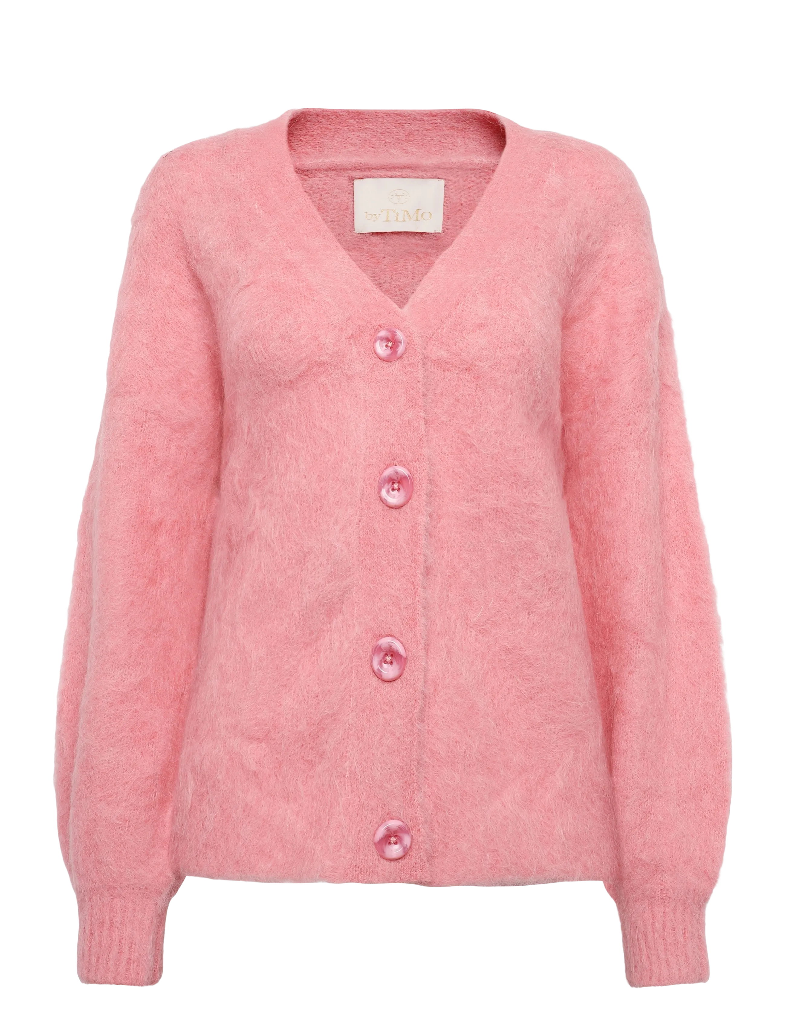by Ti Mo Hairy Knit V-Neck Jacket - Fashion Trends - 020 - PINK / pink/rose