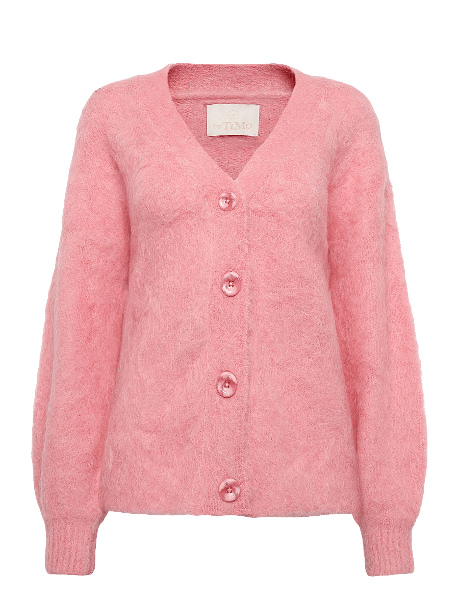 by Ti Mo - Hairy Knit V-Neck Jacket - wool jackets - 020 - pink - 0