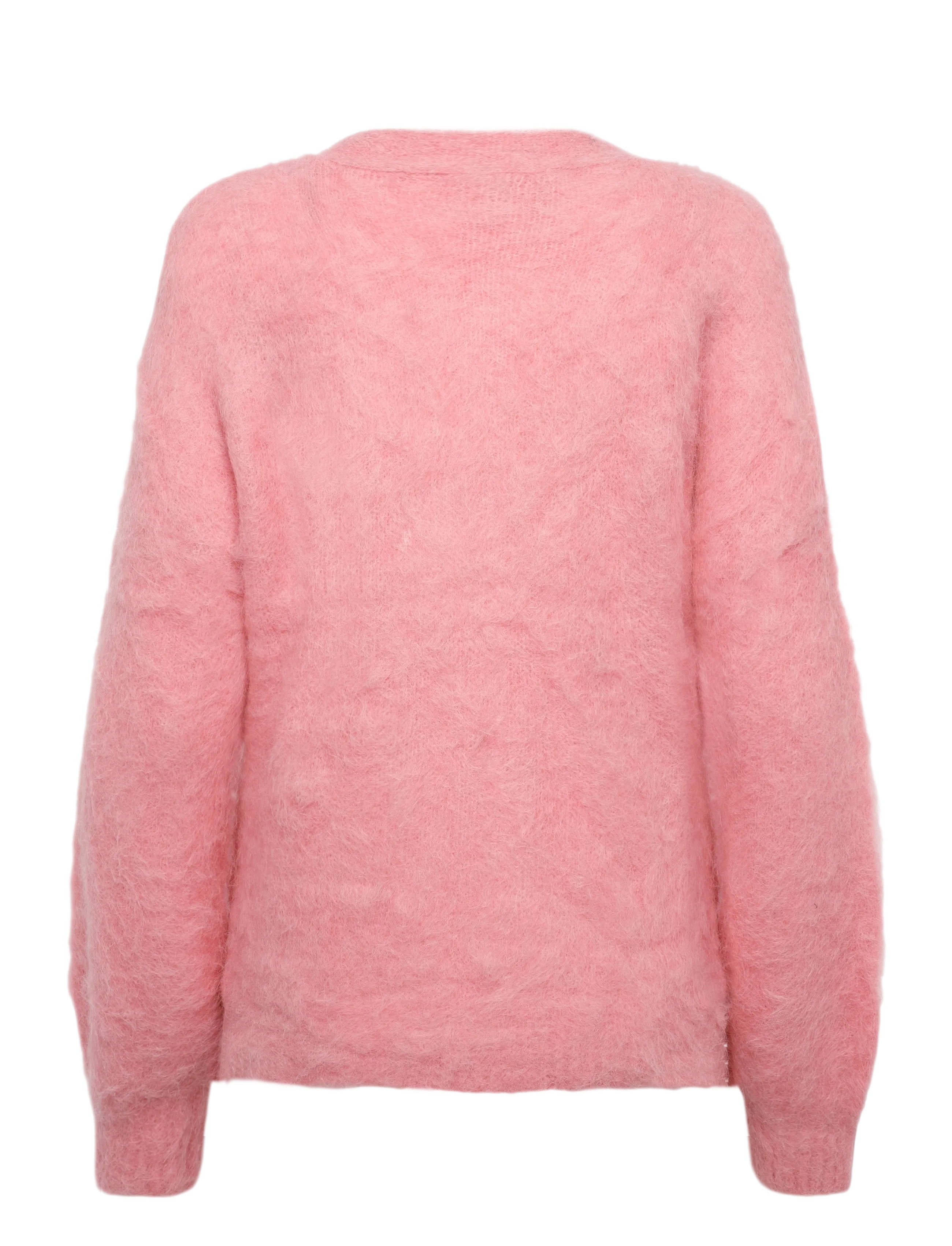by Ti Mo - Hairy Knit V-Neck Jacket - wool jackets - 020 - pink - 1