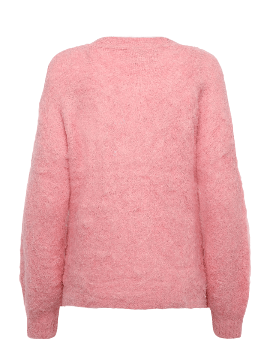 by Ti Mo - Hairy Knit V-Neck Jacket - wool jackets - 020 - pink - 1