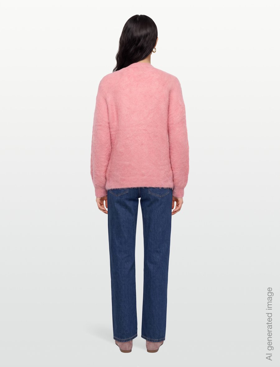 by Ti Mo - Hairy Knit V-Neck Jacket - ulljakker - 020 - pink - 4