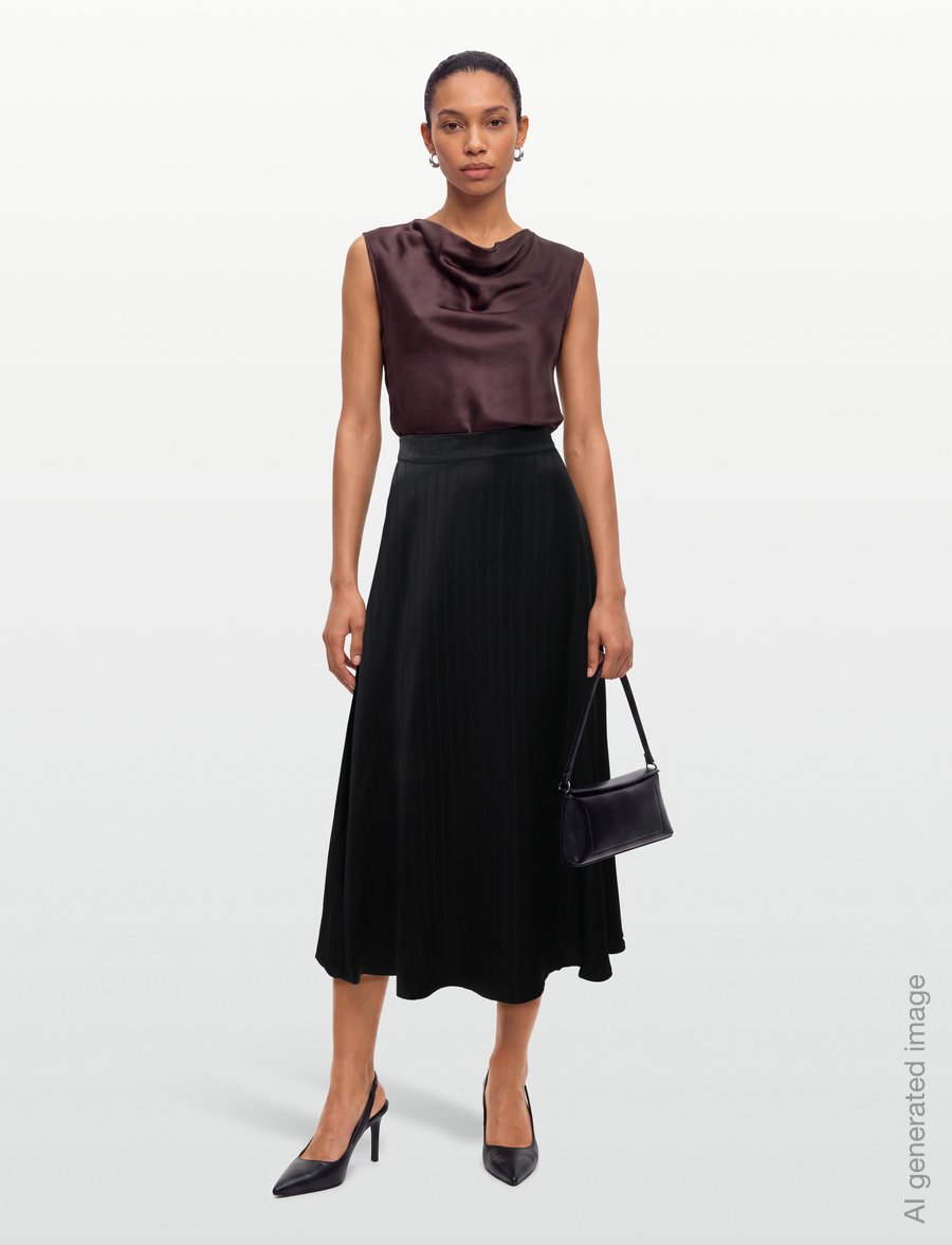 by Ti Mo - Tailored Midi Skirt - midi-röcke - 099 - black - 0