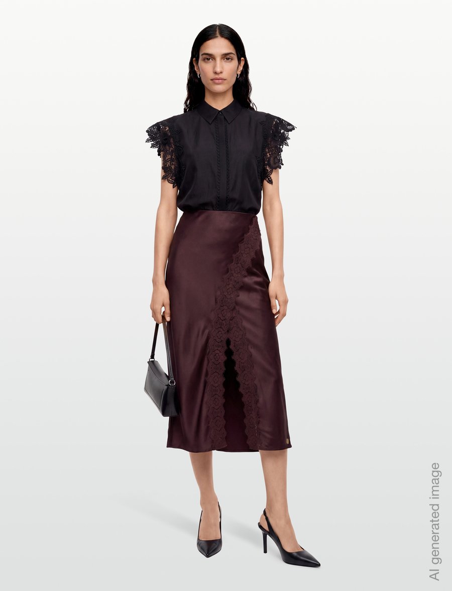 by Ti Mo - Satin Skirt - satinröcke - 043 - burgundy - 0