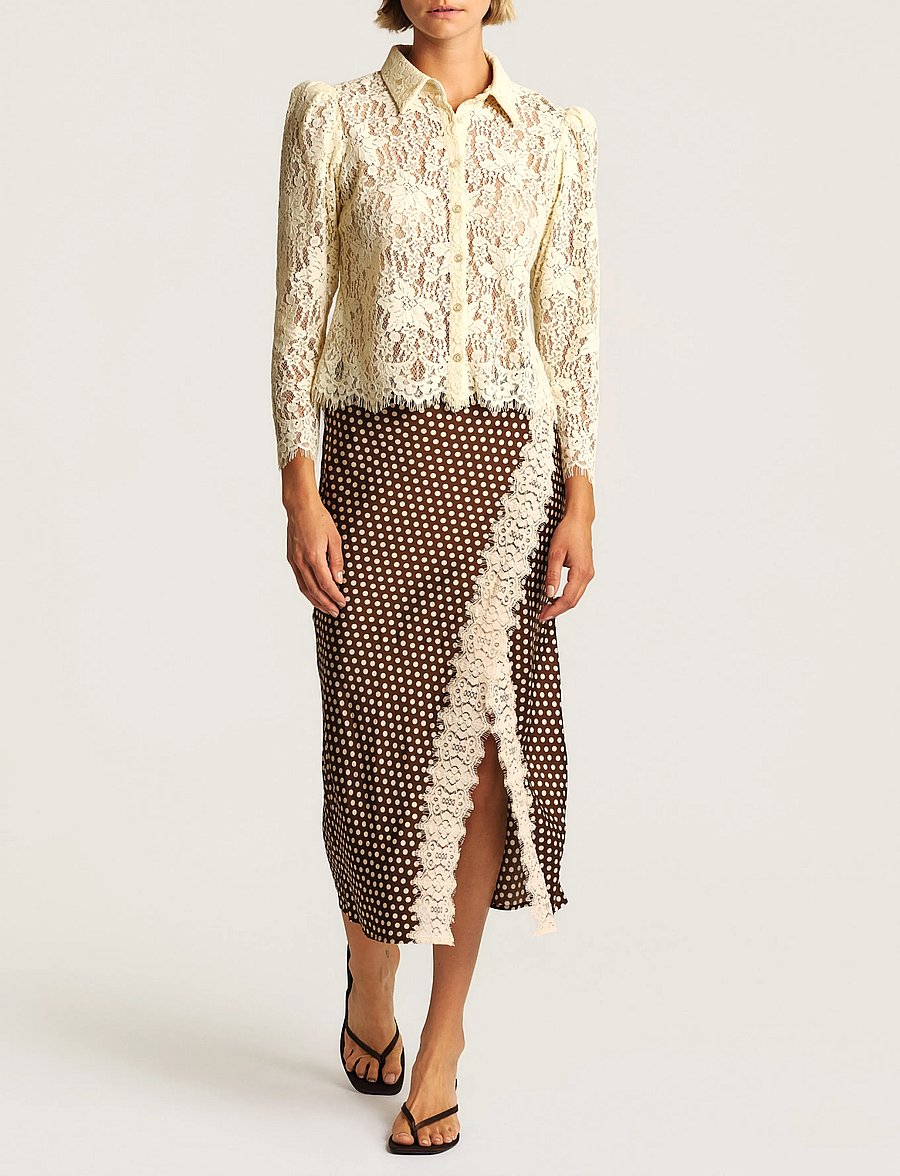 by Ti Mo - Satin Skirt - satin skirts - 862 - blush dots - 0