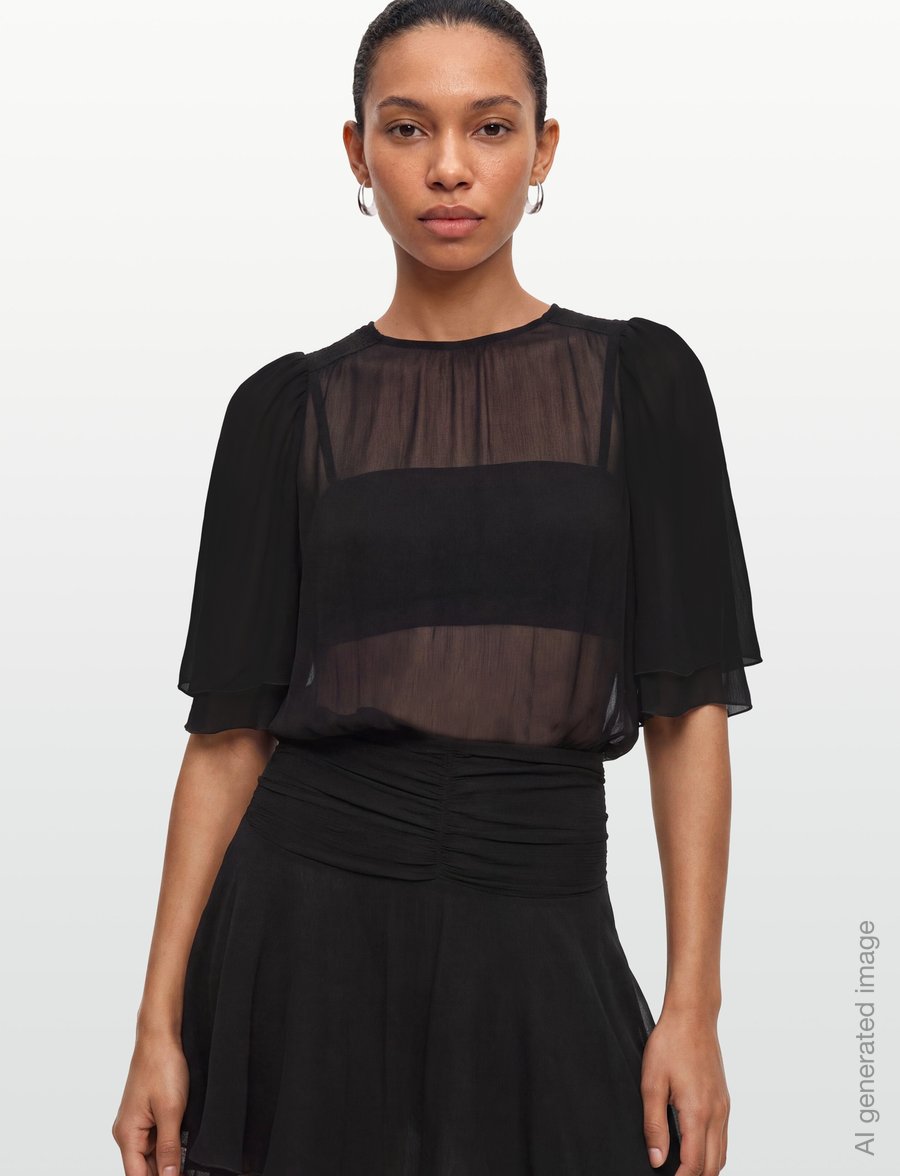 by Ti Mo - Chiffon Mini Dress - korte kjoler - 099 - black - 3