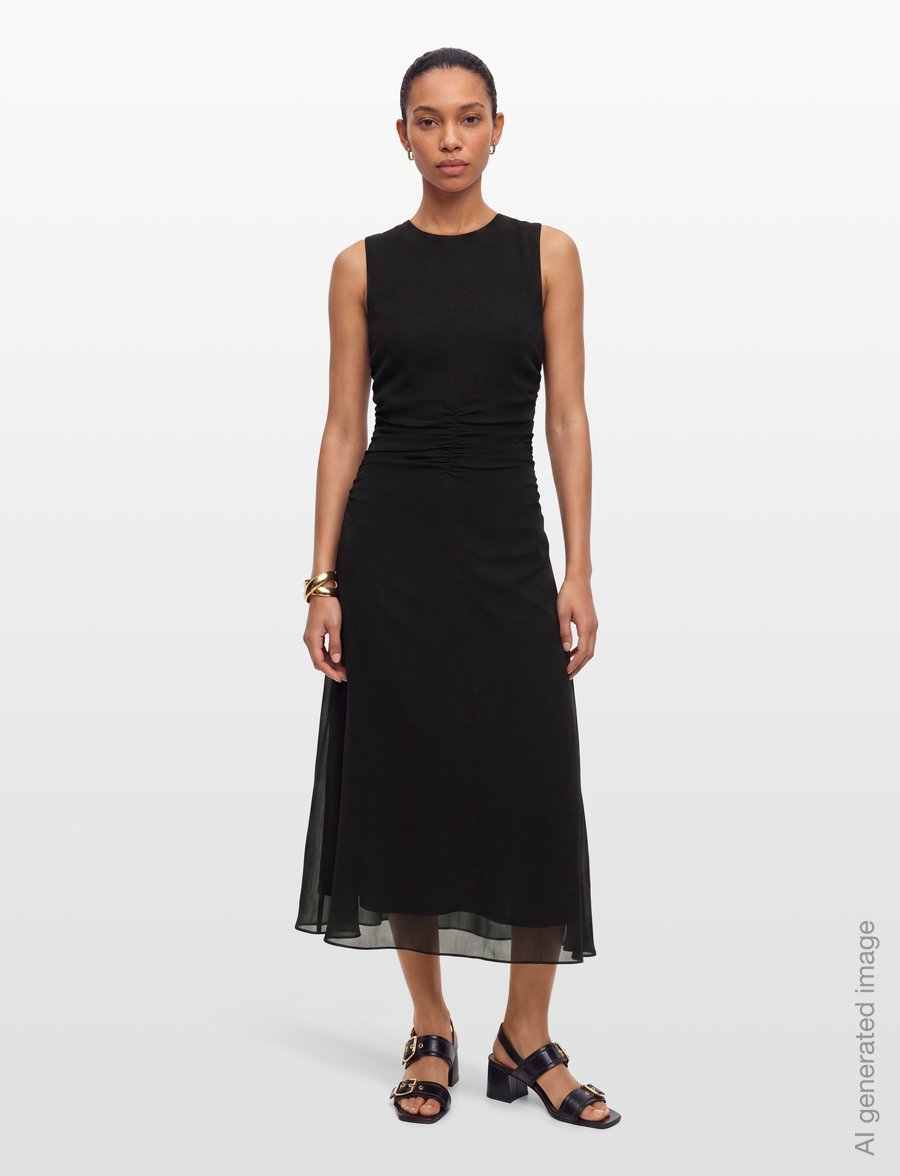 by Ti Mo - Chiffon Sleeveless Dress - midikleider - 099 - black - 0