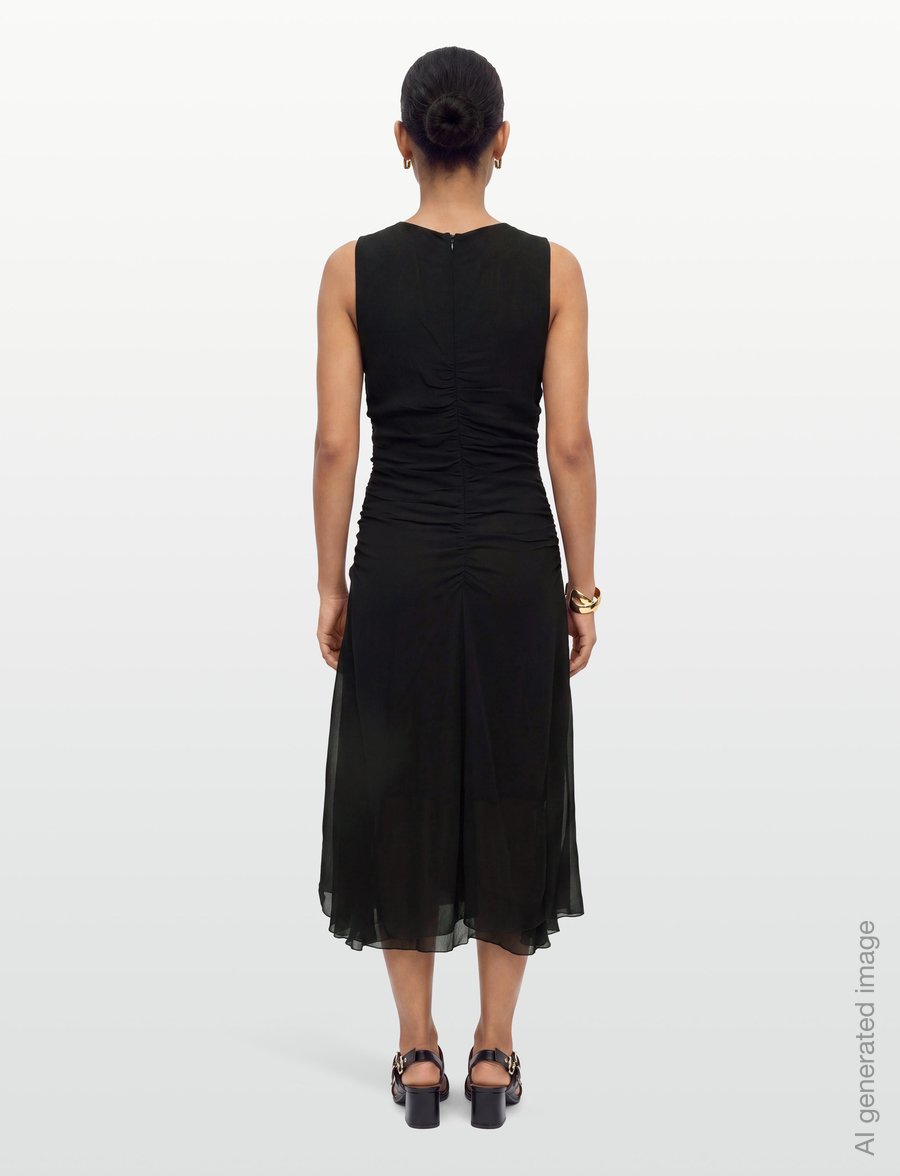 by Ti Mo - Chiffon Sleeveless Dress - midikleider - 099 - black - 4