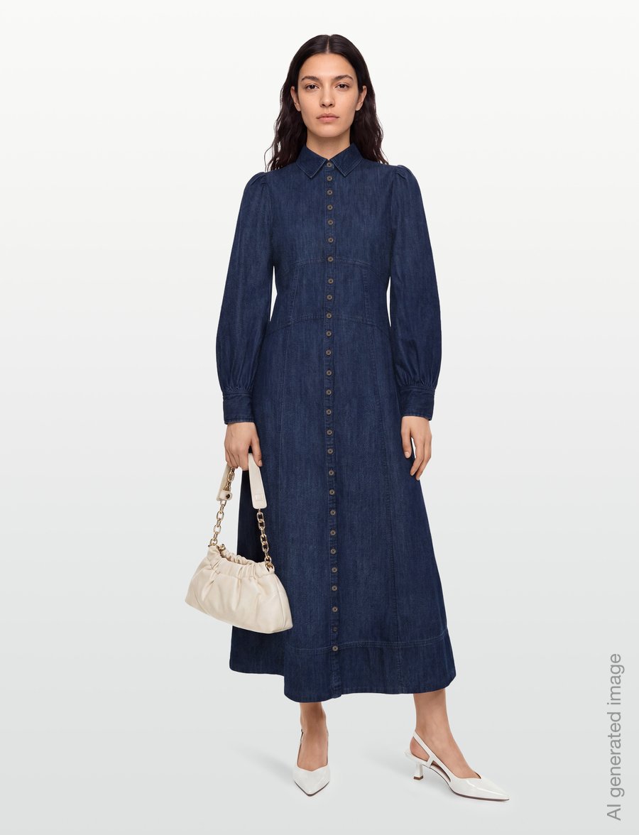 by Ti Mo - Denim Button-Down Dress - maksikleidid - 091 - denim blue - 0