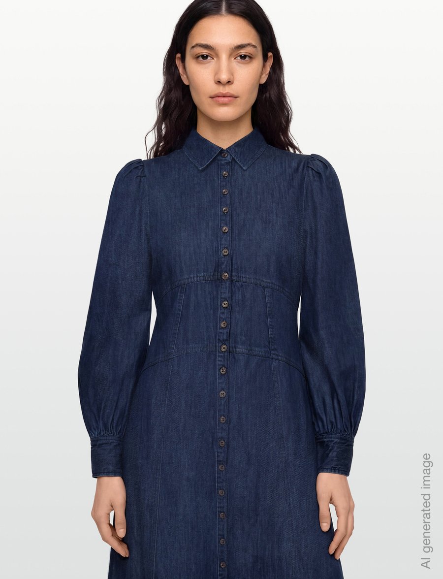 by Ti Mo - Denim Button-Down Dress - maksikleidid - 091 - denim blue - 3