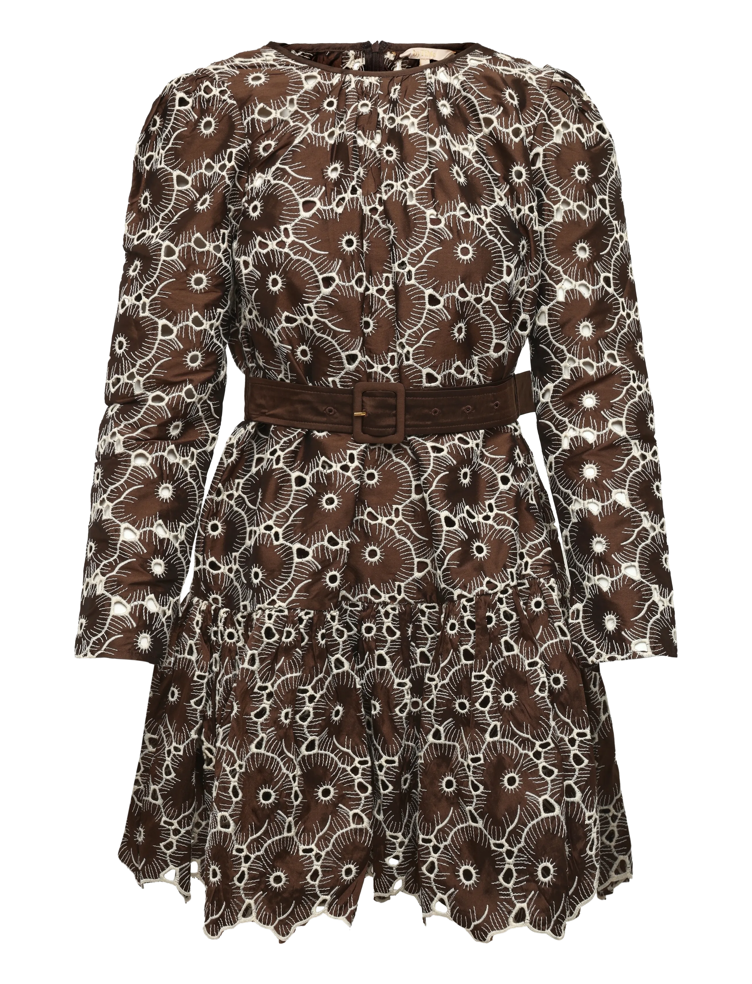 by Ti Mo Embroidery Mini Dress - Short Dresses - 074 - CHOCOLATE / brown
