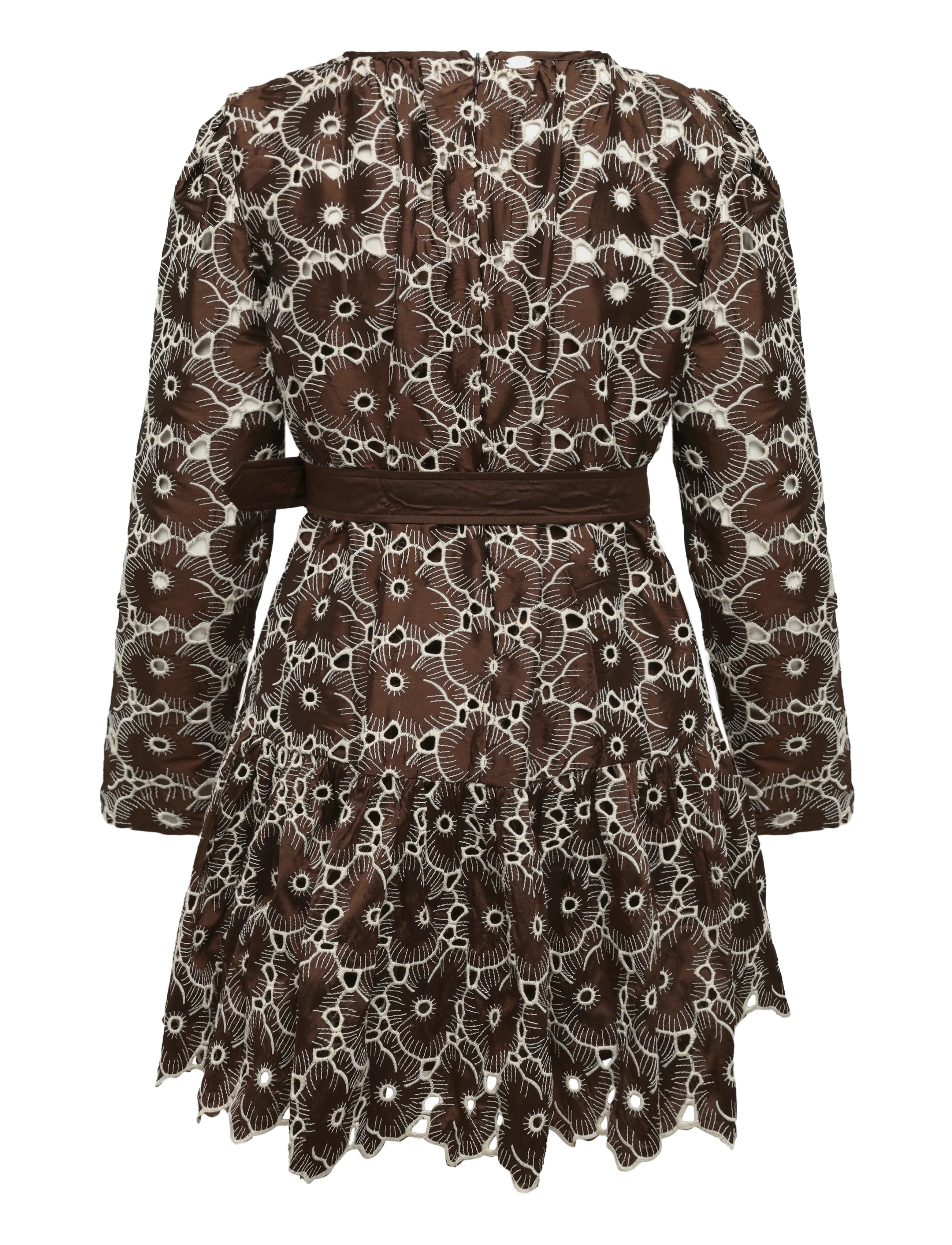by Ti Mo - Embroidery Mini Dress - short dresses - 074 - chocolate - 1