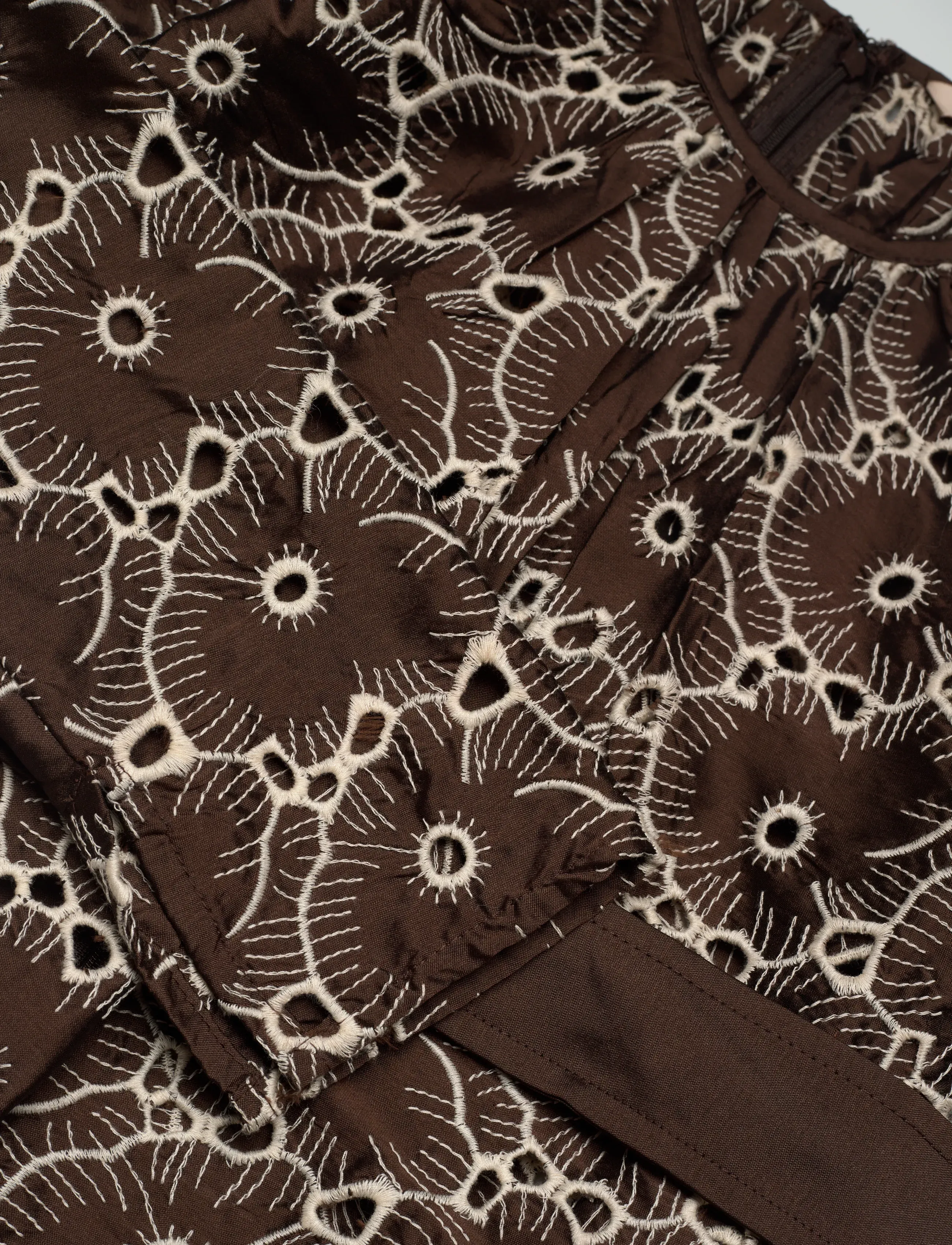 by Ti Mo - Embroidery Mini Dress - short dresses - 074 - chocolate - 2