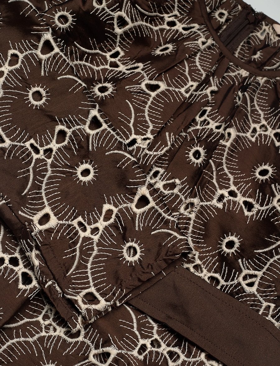 by Ti Mo - Embroidery Mini Dress - short dresses - 074 - chocolate - 2