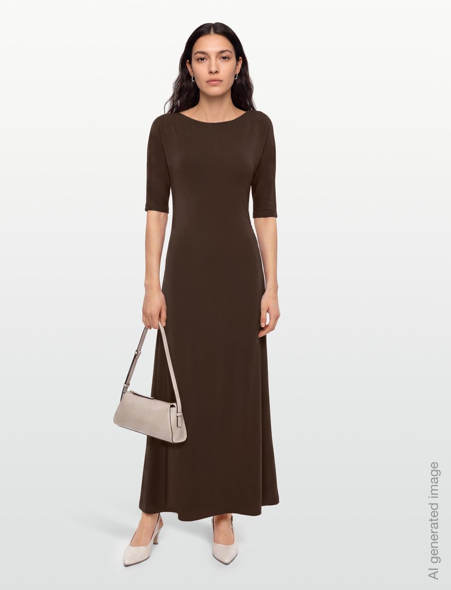 by Ti Mo - Jersey Fitted Dress - maxikleider - 008 - brown - 0