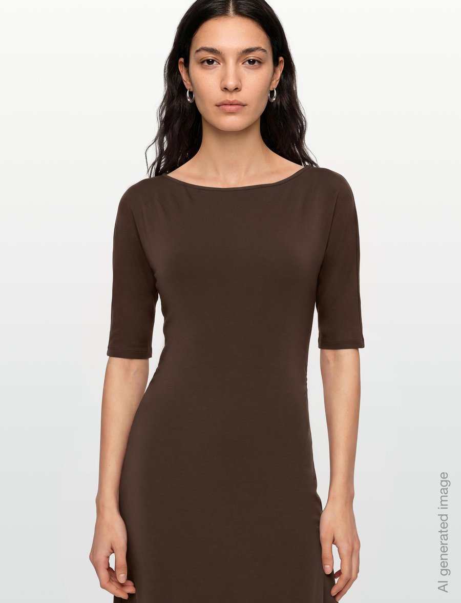 by Ti Mo - Jersey Fitted Dress - maxikleider - 008 - brown - 3