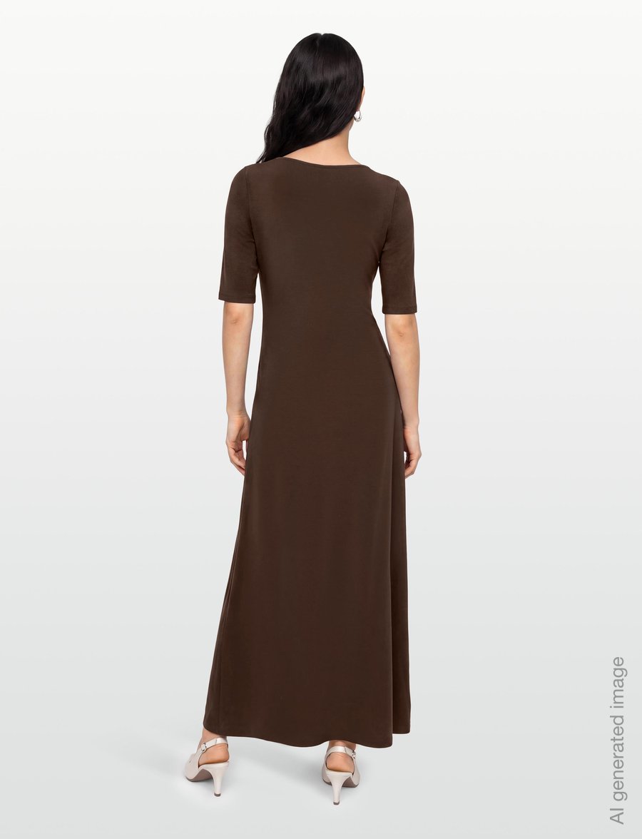 by Ti Mo - Jersey Fitted Dress - maxikleider - 008 - brown - 4