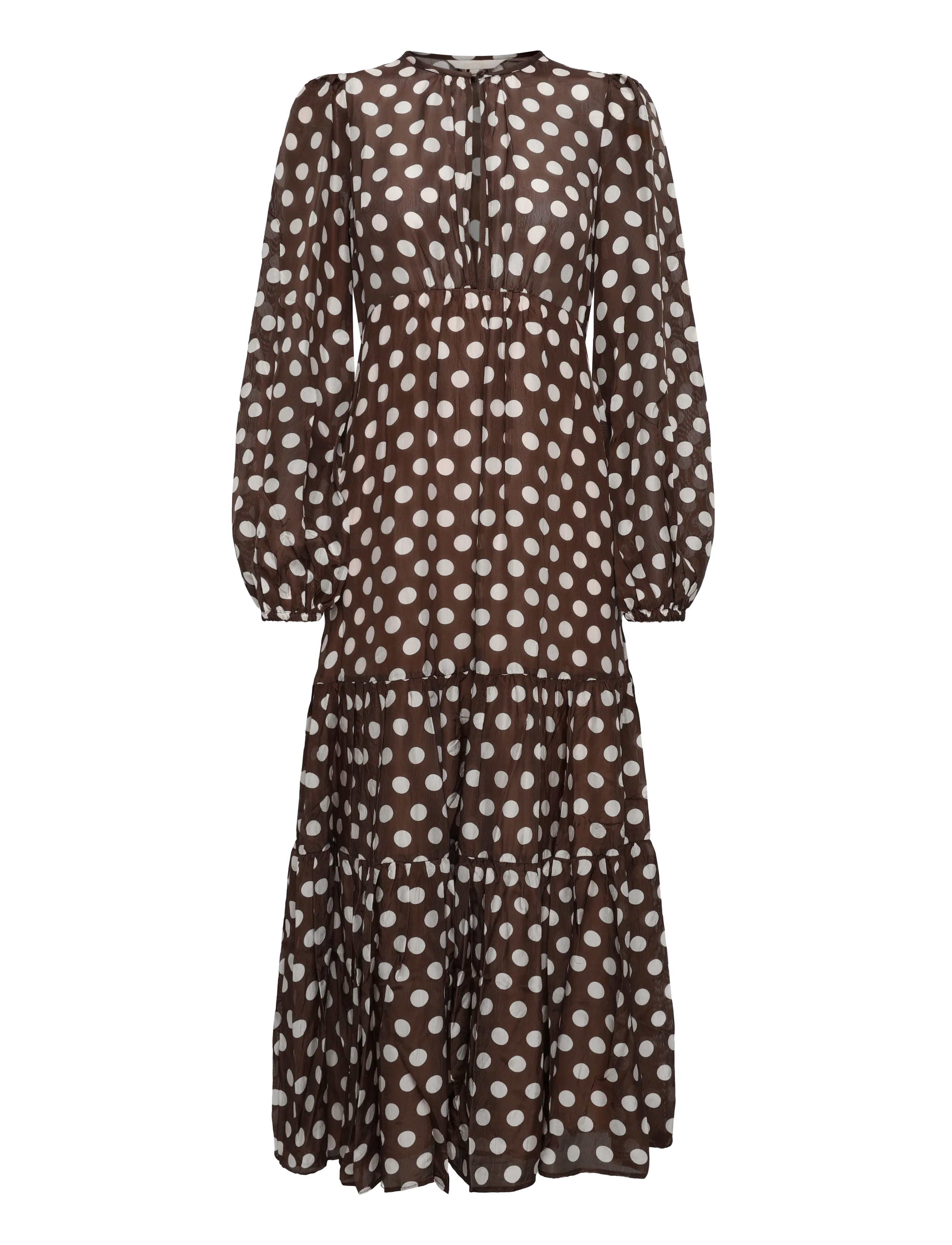 by Ti Mo Striped Organza Midi Dress - Everyday Style - 854 - DOTS / brown