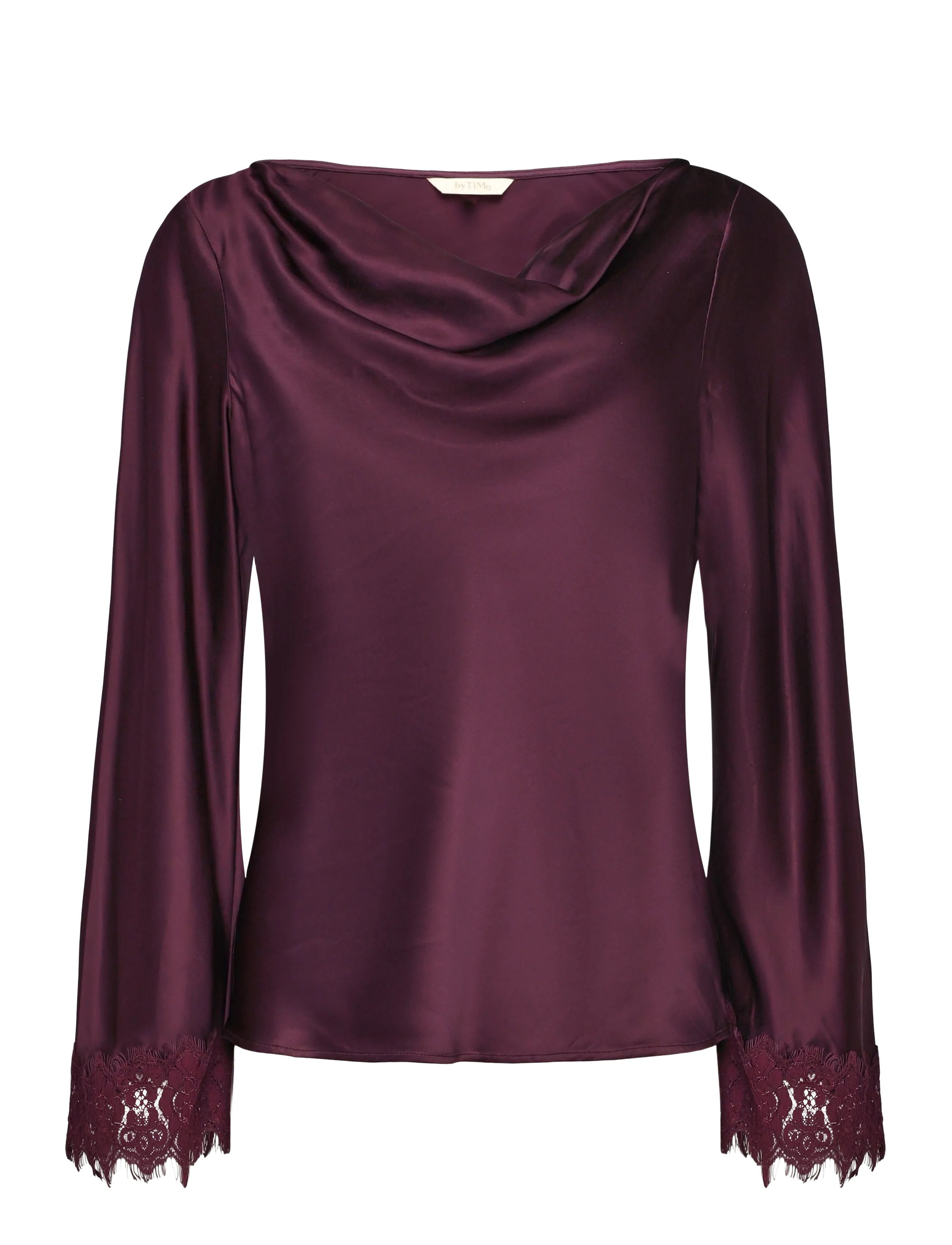 by Ti Mo Satin Drape Top - Blusen & Hemden - 043 - BURGUNDY / burgundy