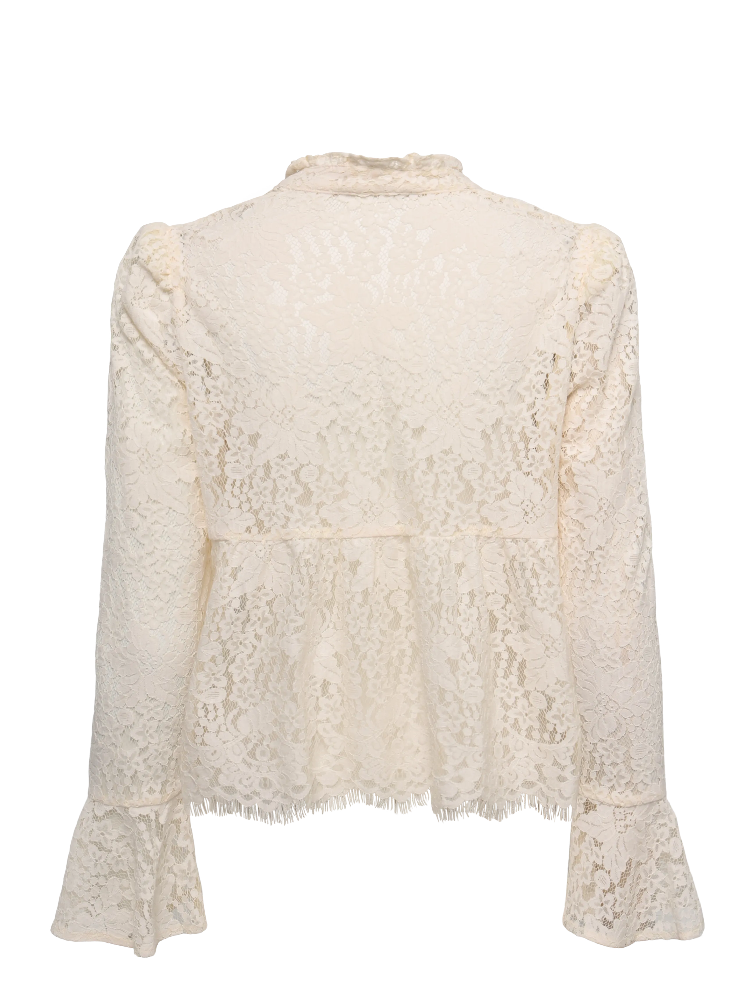 by Ti Mo - Lace Ruffle Blouse - langärmelige blusen - 002 -vintage white - 2