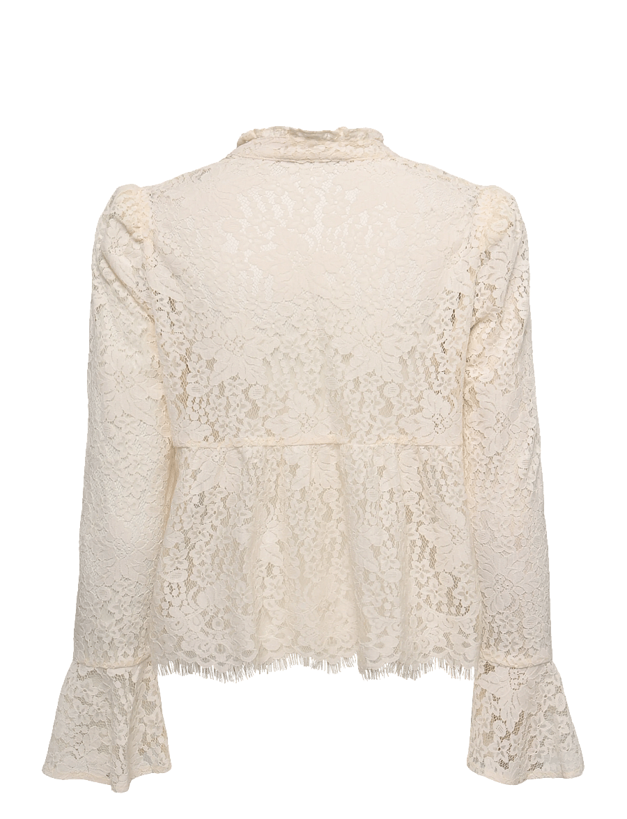 by Ti Mo - Lace Ruffle Blouse - langärmelige blusen - 002 -vintage white - 2