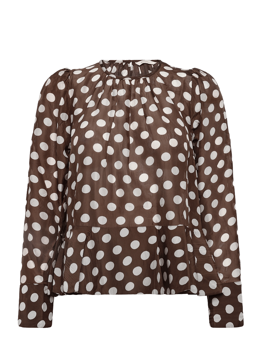 by Ti Mo - Striped Organza Top - long sleeved blouses - 854 - dots - 0