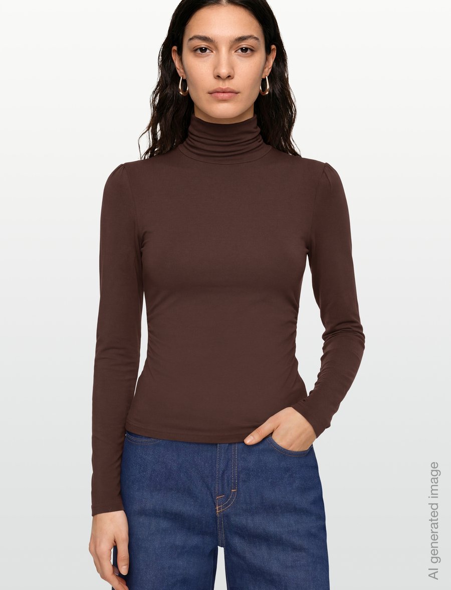 by Ti Mo - Jersey Turtleneck - kõrge kaelusega kudumid - 008 - brown - 3
