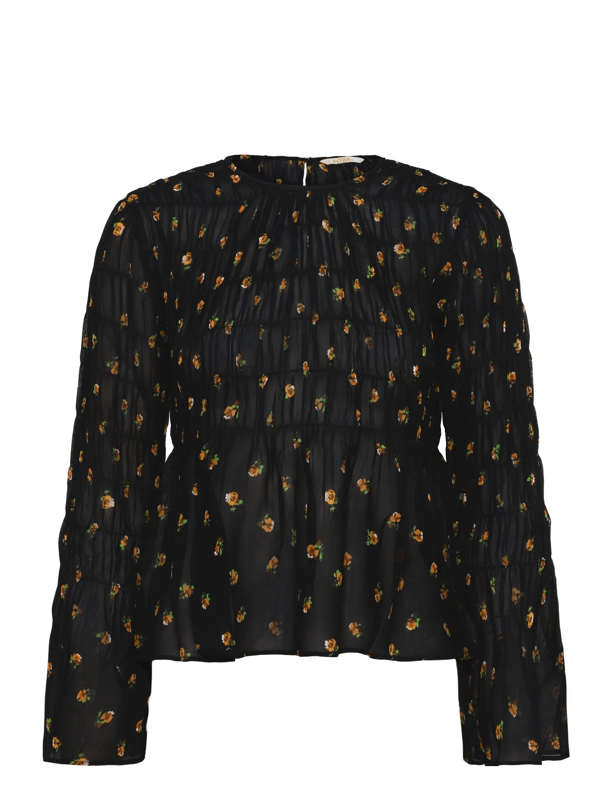 by Ti Mo Georgette Smocking Top - New arrivals - 848 - FLOWER BUDS / black
