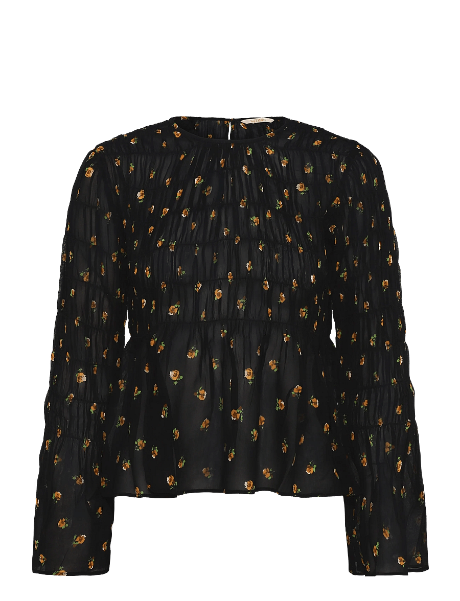 by Ti Mo - Georgette Smocking Top - langärmelige blusen - 848 - flower buds - 0