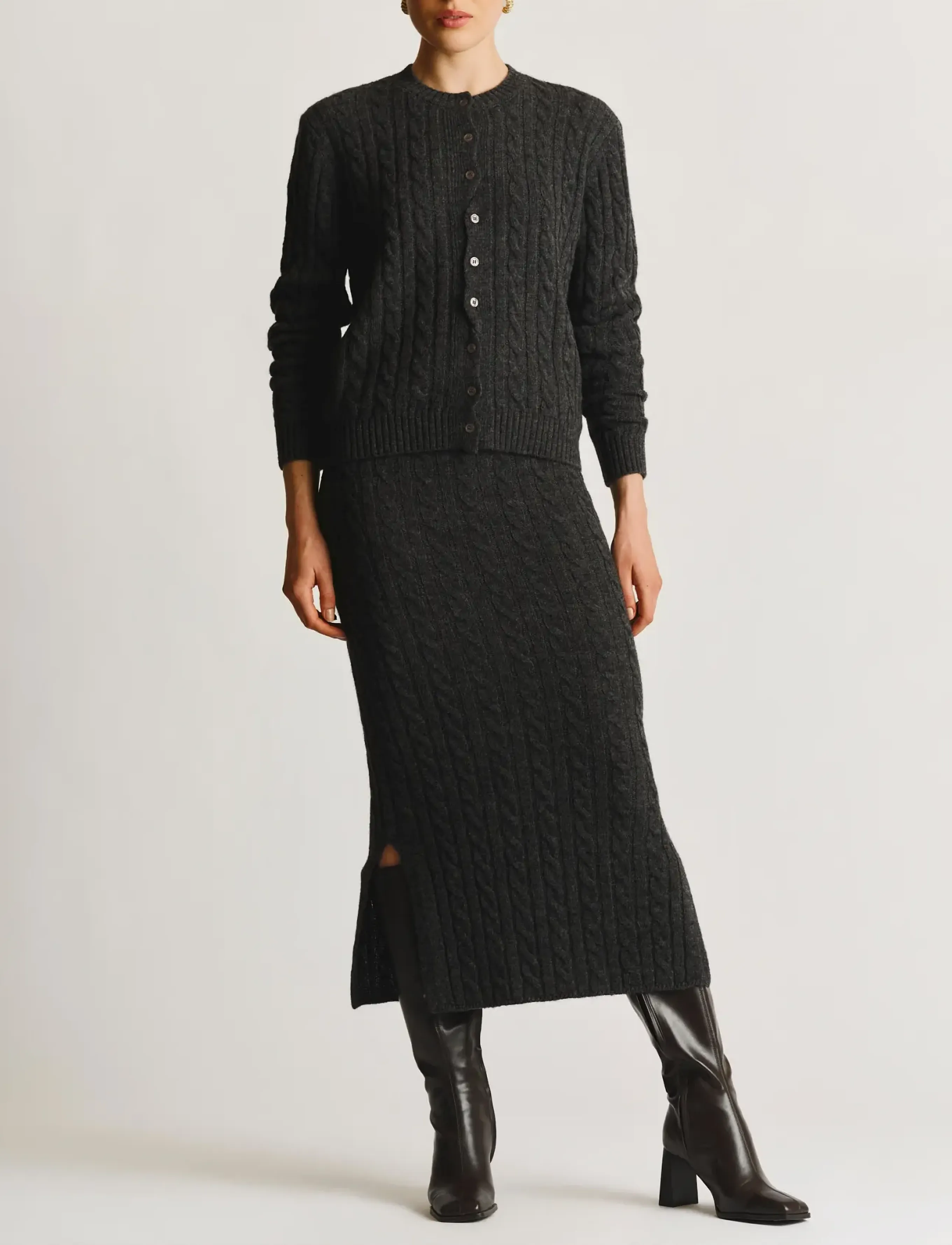 by Ti Mo Cable Knit Jacket - Jacken - GREY MELANGE / grey