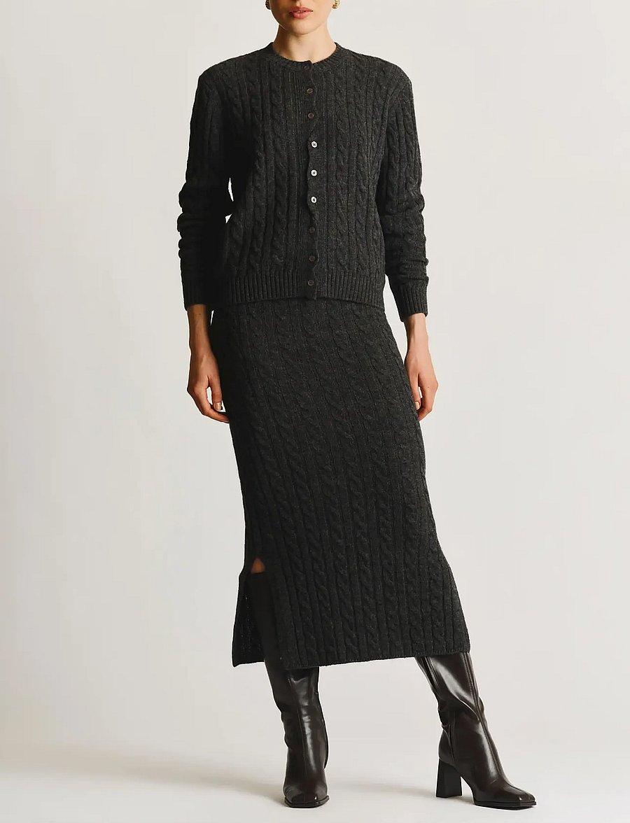 by Ti Mo - Cable Knit Jacket - wolljacken - grey melange - 0