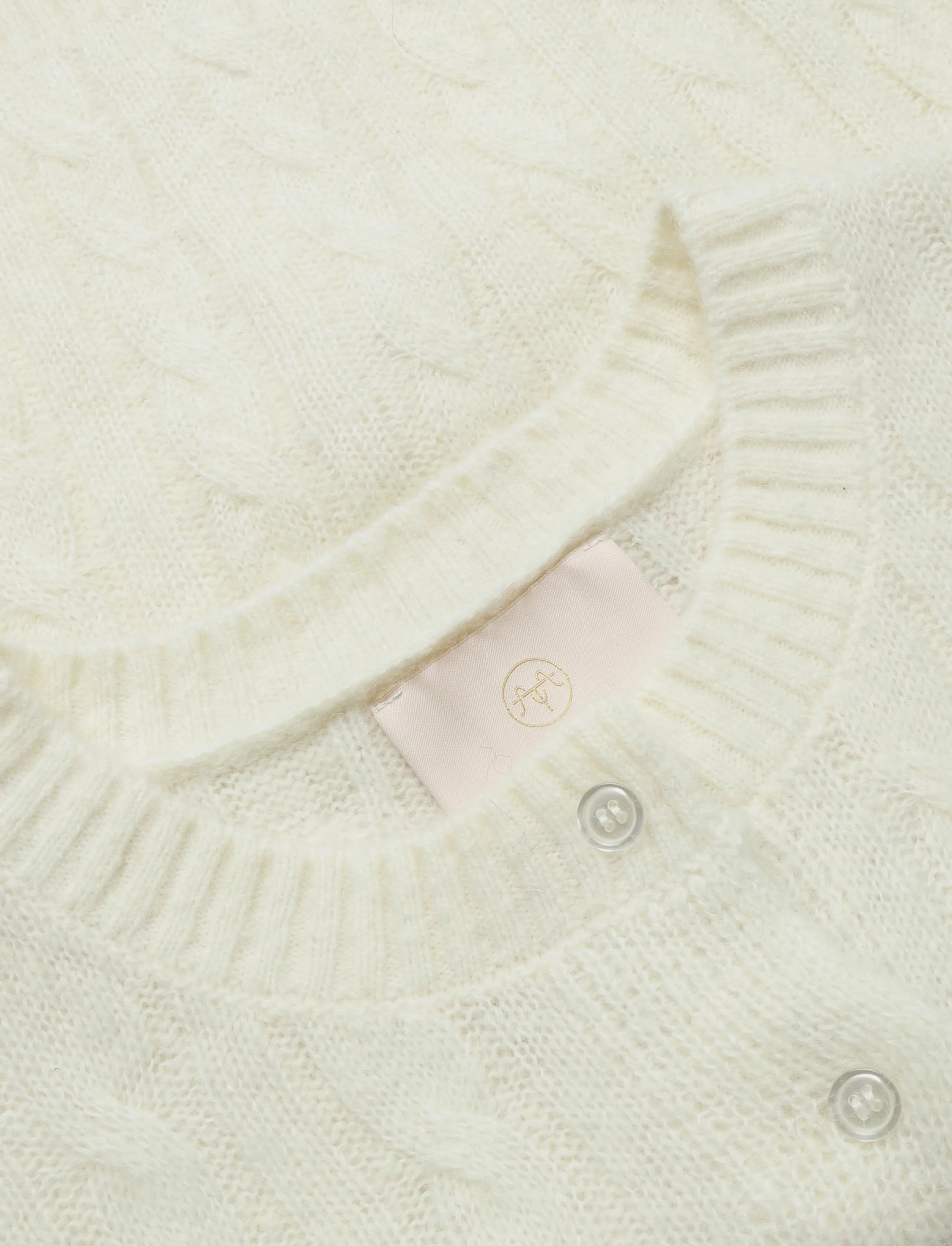 by Ti Mo - Cable Knit Jacket - ulljackor - off white - 2