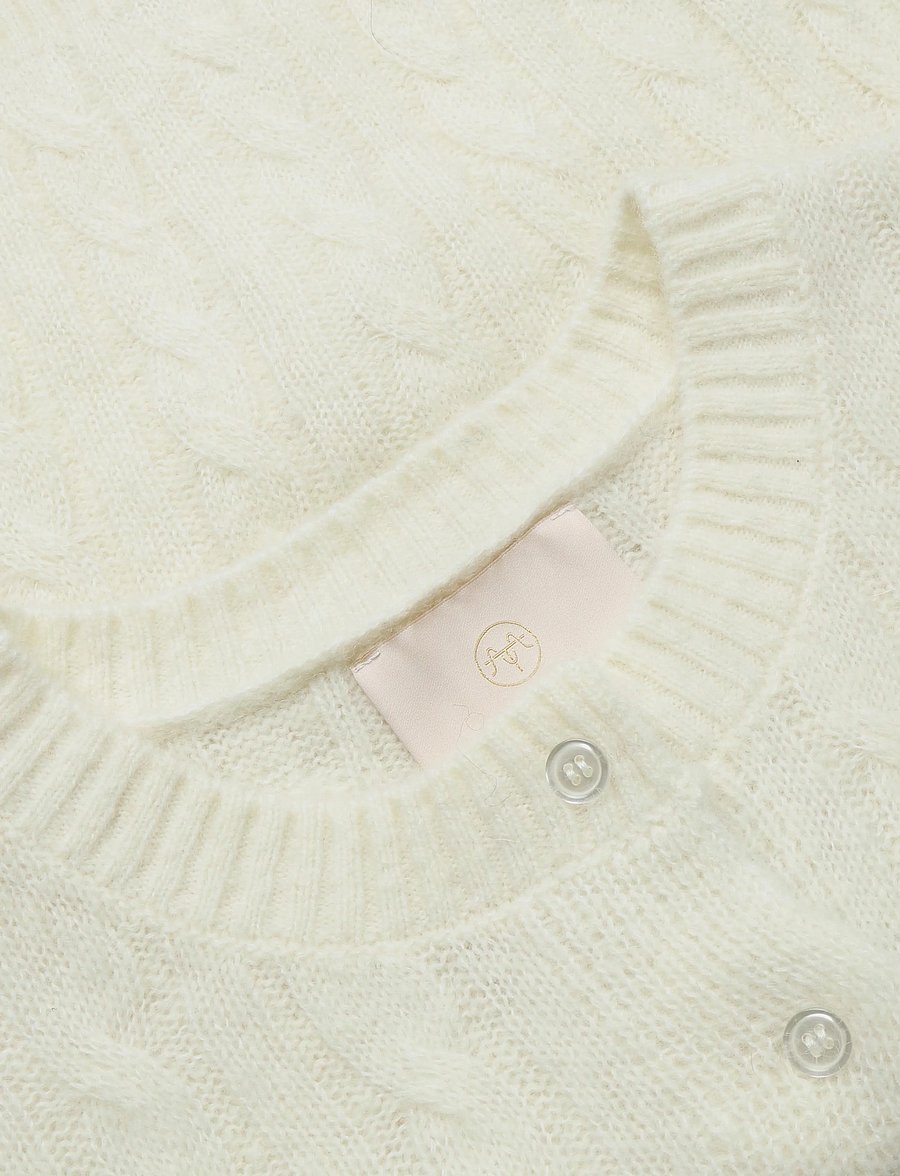 by Ti Mo - Cable Knit Jacket - ulljackor - off white - 2