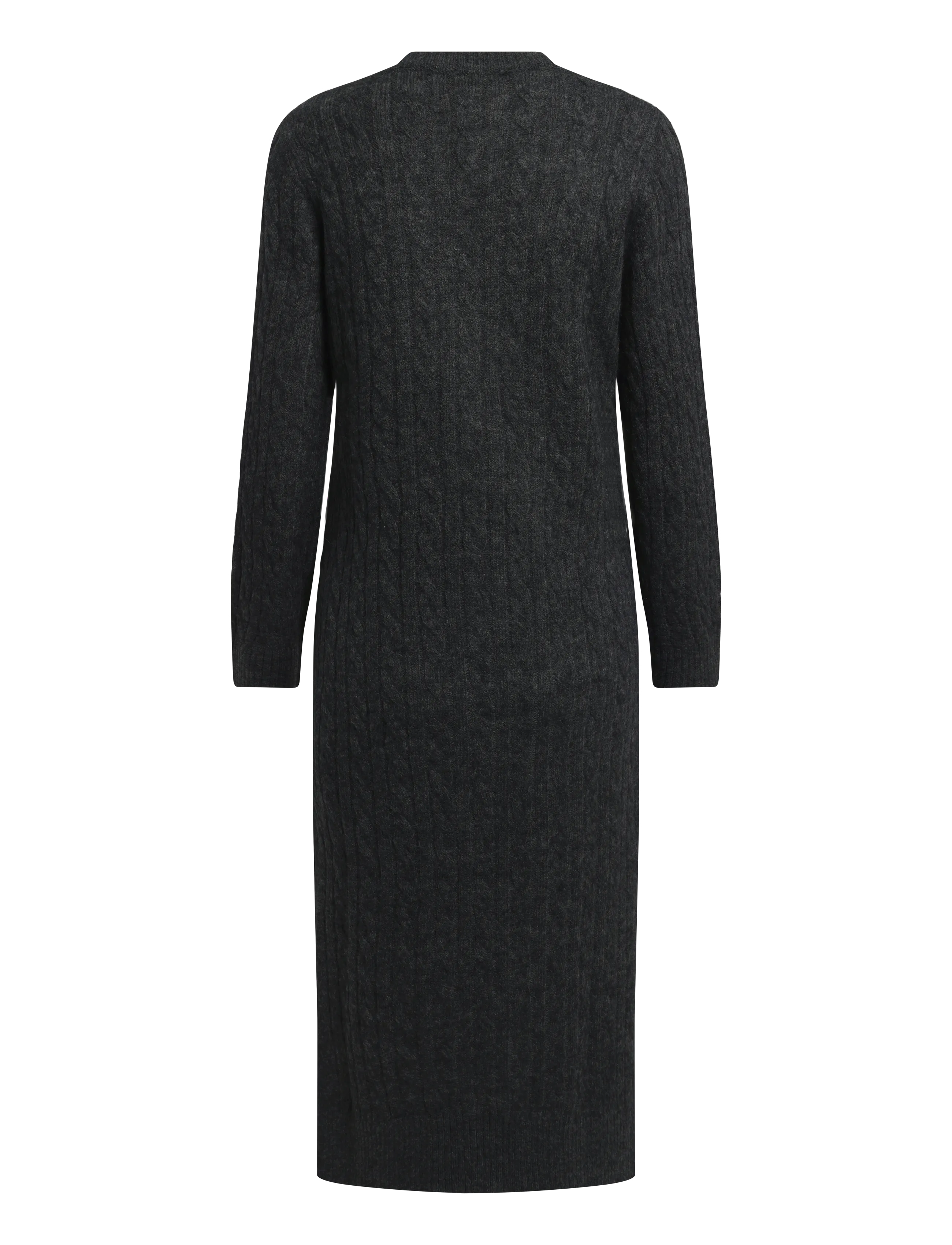 by Ti Mo - Cable Knit Midi Dress - stickade klänningar - grey melange - 1