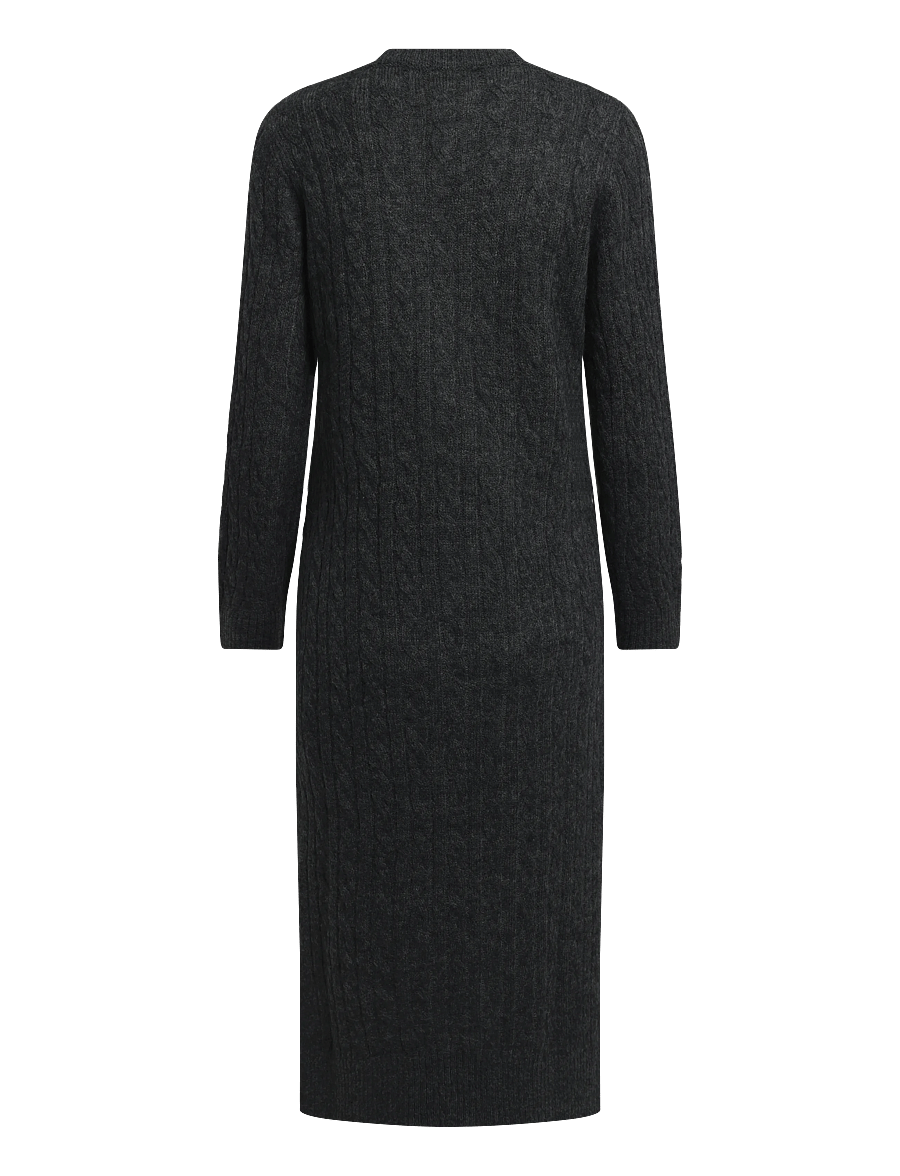 by Ti Mo - Cable Knit Midi Dress - stickade klänningar - grey melange - 1