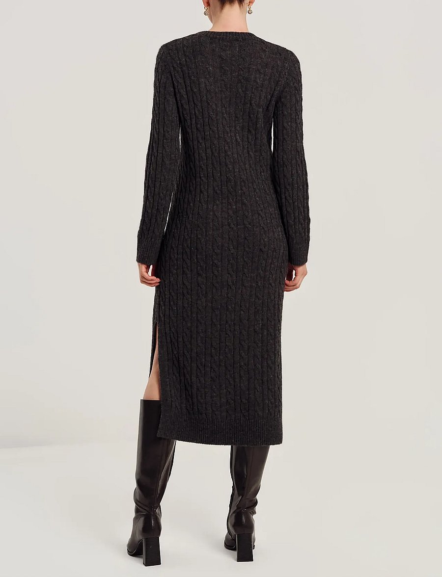 by Ti Mo - Cable Knit Midi Dress - strickkleider - grey melange - 3