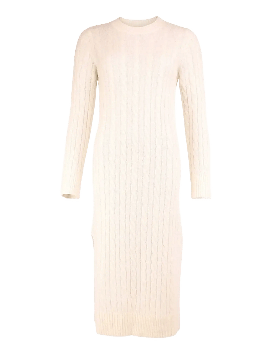 by Ti Mo - Cable Knit Midi Dress - strikkjoler - off white - 1