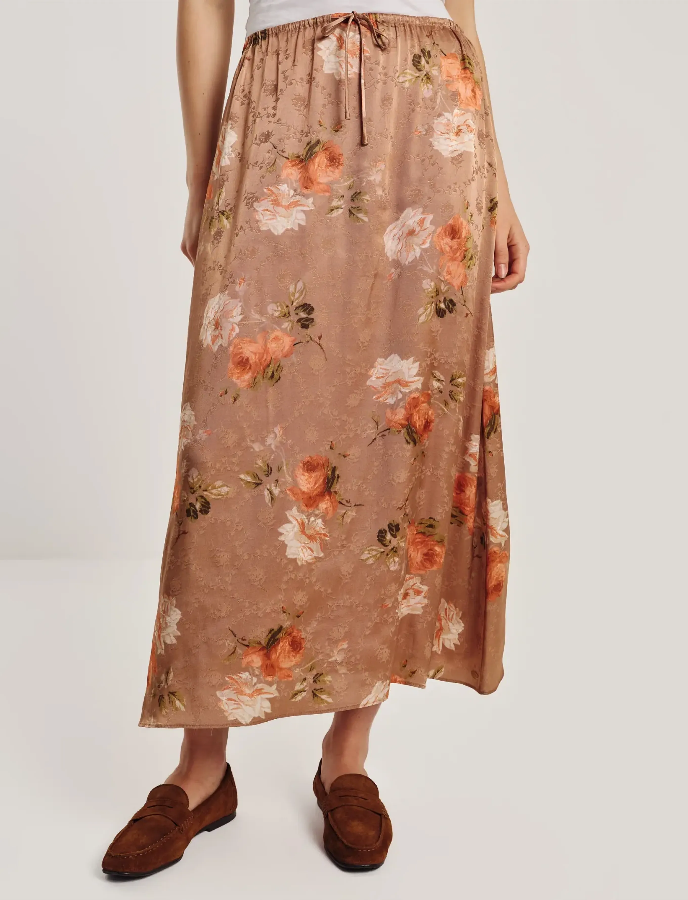 by Ti Mo Jacquard Skirt - Kjolar - SOFT BLOOM / beige