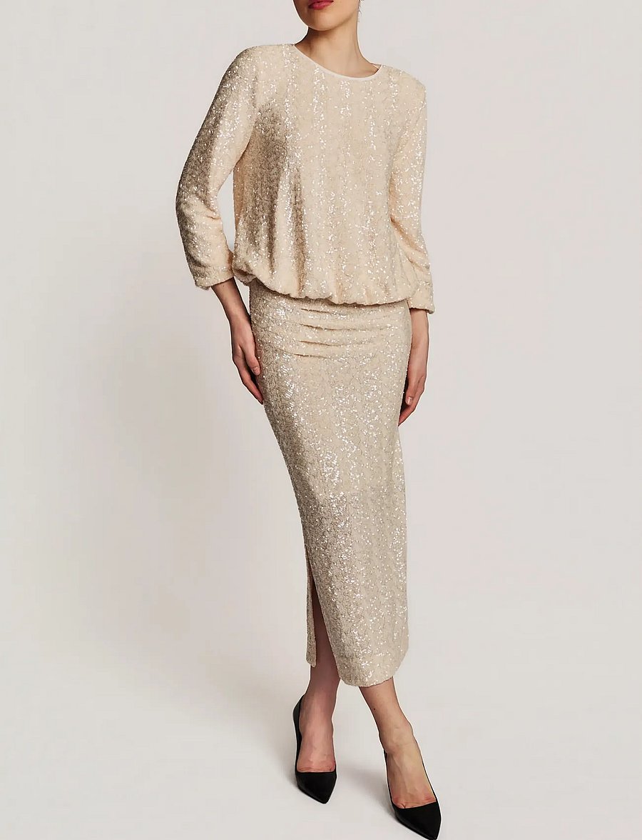 by Ti Mo - Beaded Midi Skirt - litritega seelikud - champagne - 0
