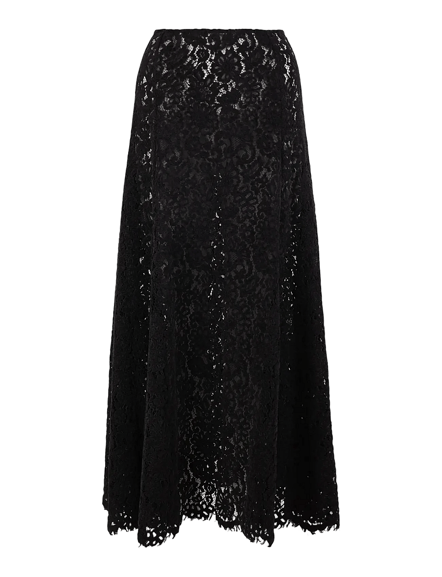 by Ti Mo - Lace Velvet Skirt - maxi röcke - black - 1