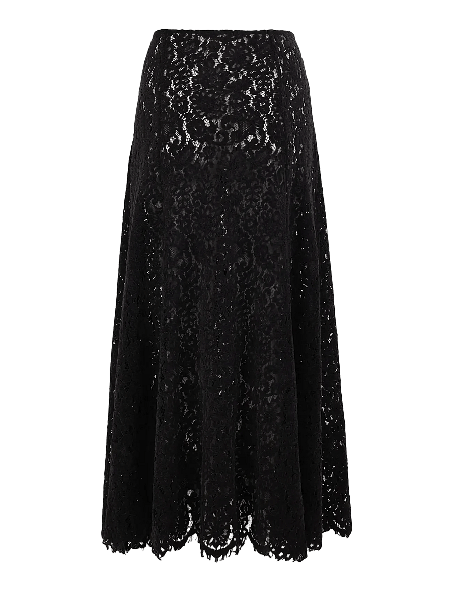by Ti Mo - Lace Velvet Skirt - maxi röcke - black - 2