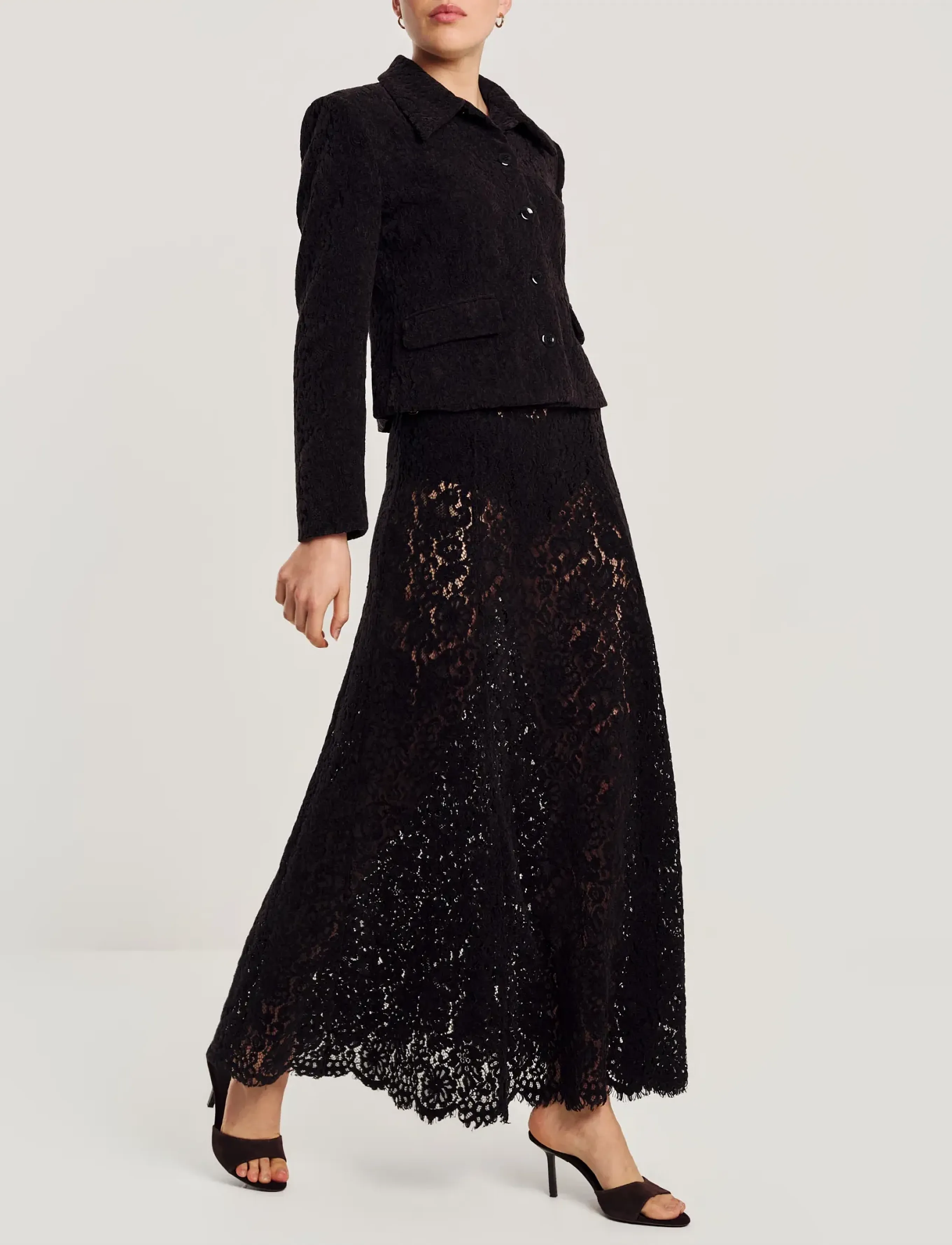 by Ti Mo Lace Velvet Skirt - Röcke - BLACK / black
