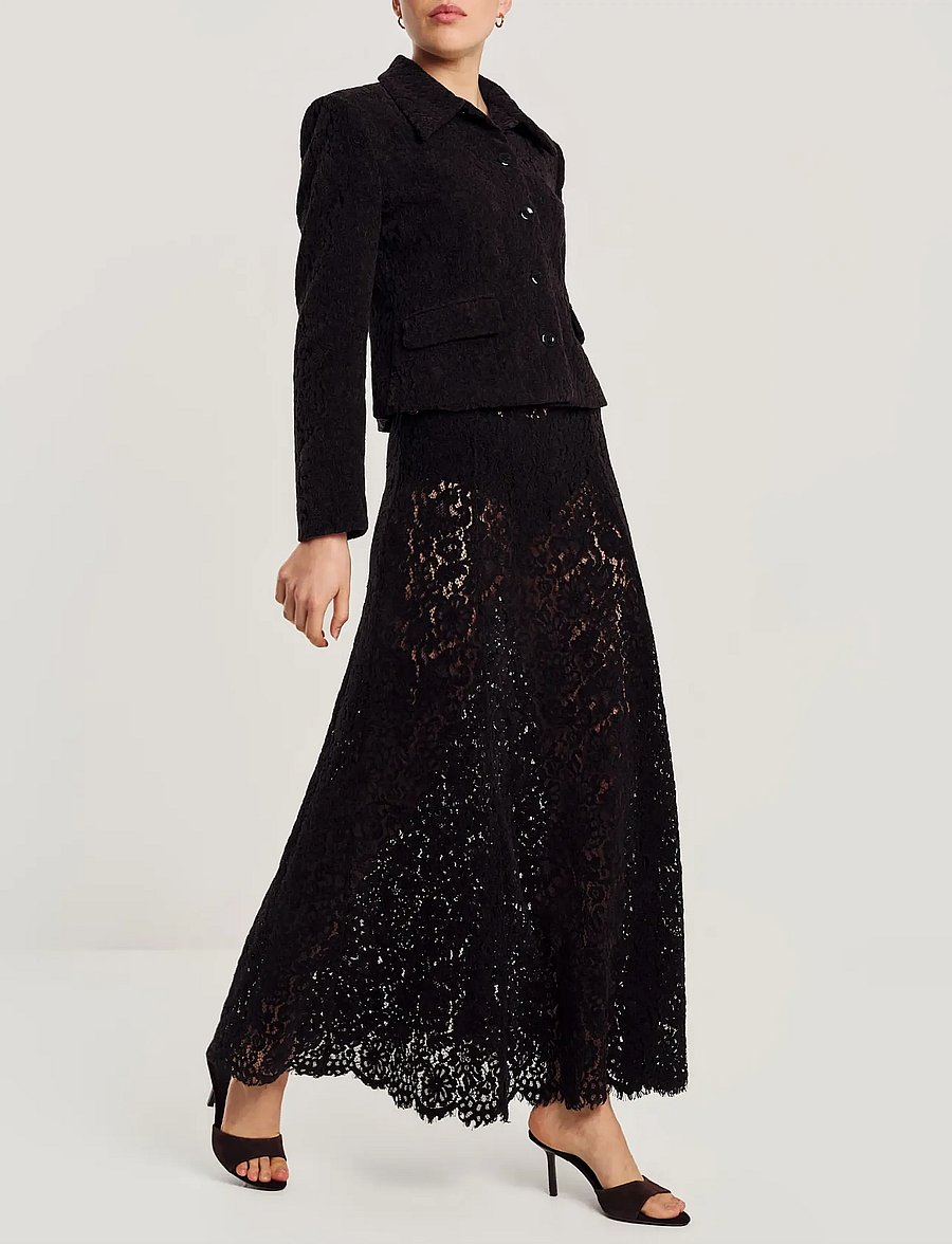 by Ti Mo - Lace Velvet Skirt - maxi röcke - black - 0