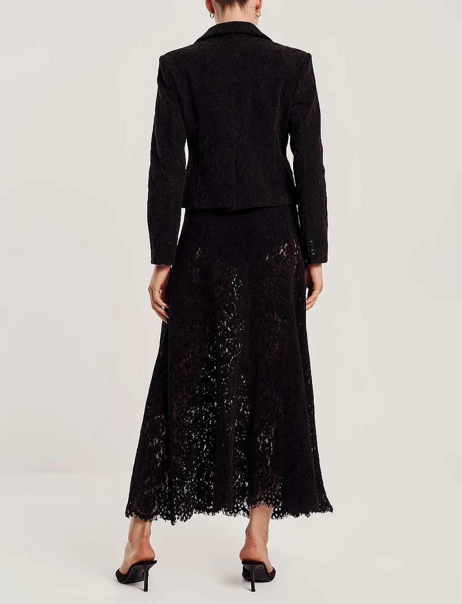 by Ti Mo - Lace Velvet Skirt - maxi röcke - black - 3